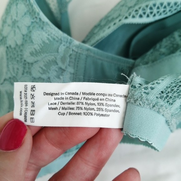 Knix Lace Deep V Bralette in Sage Plus Size XXL (Fits 40 A-DD) - Picture 13 of 16